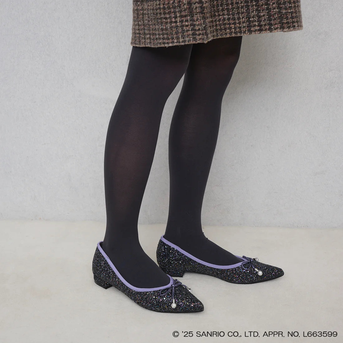 【限定品預訂】售完即止【KUROMI × Lauf oletta 特別聯名】日本製  珍珠蝴蝶結芭蕾舞 (LH101K BLACK-Z) (黑色)