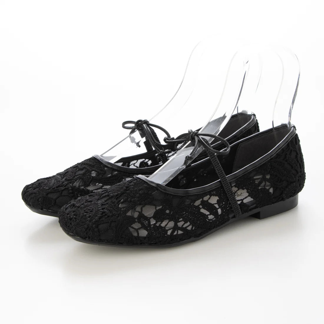 【新品預訂】日本製 Launa Lea 花卉蕾絲漁網芭蕾舞鞋 (B7612A)(黑色 / Black Z)