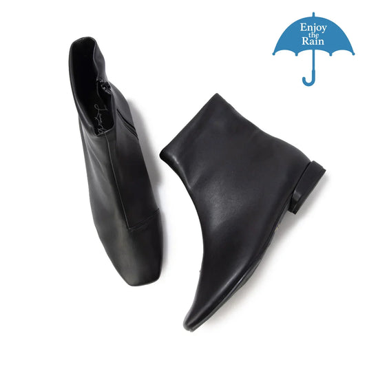 【新品預訂】日本製 Launa Lea 晴雨兩用彈力方頭短靴 (R9024) ( 黑色 / Black )