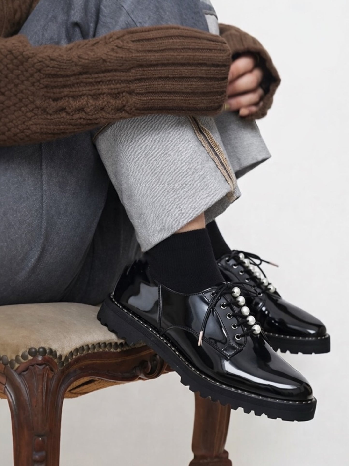 【新品現貨】日本製 Lauf Oletta [All Weather] 全天候防水輕盈珍珠繫帶鞋（LRH128 BLACK-G） (黑色)