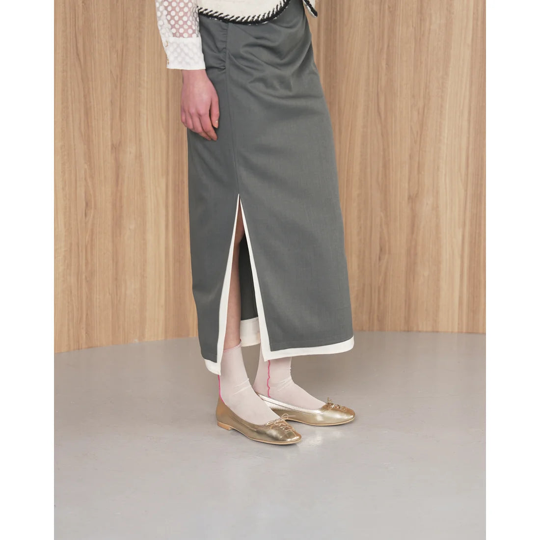 【新品預訂】日本製Emma Francis  綁帶蝴蝶結平底鞋（金色）(03ab-M 165)