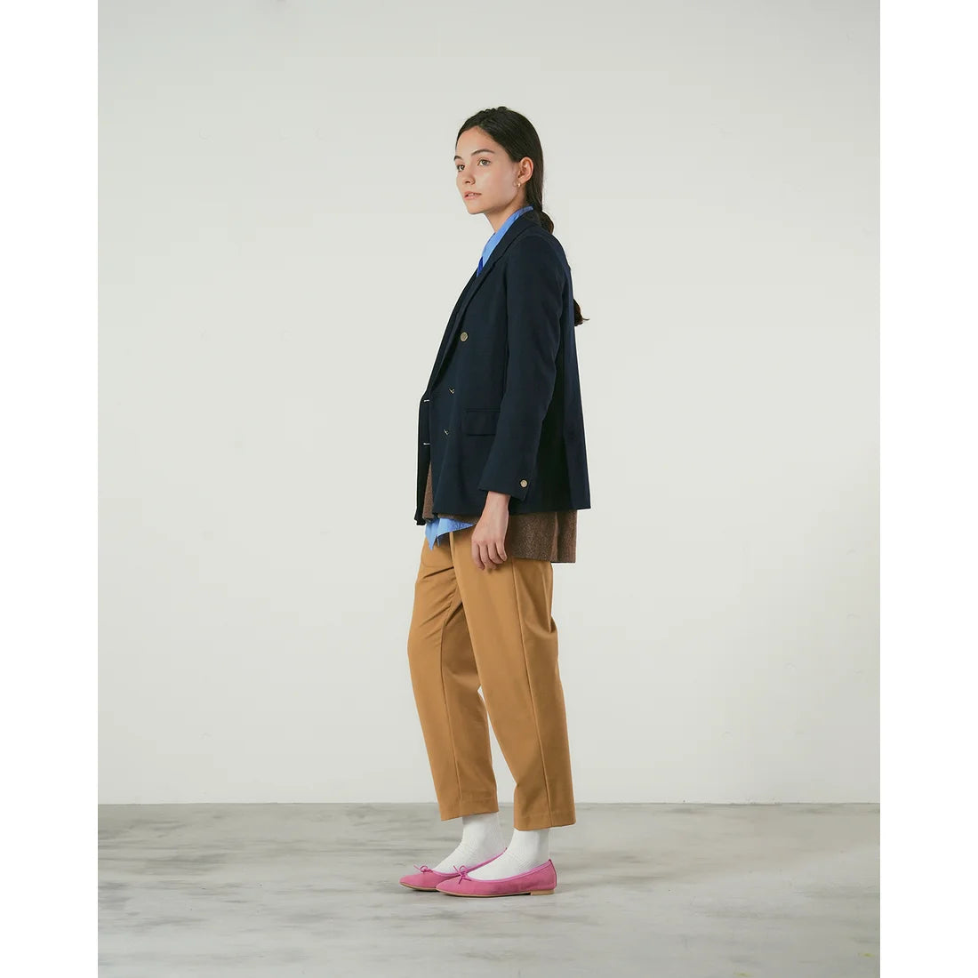 日本製【珍珠色調防水】Emma Francis 真皮 尖頭平底芭蕾舞鞋(01b-L S143)(Dark Pink leather suede) （ダークピンク レザースエード）