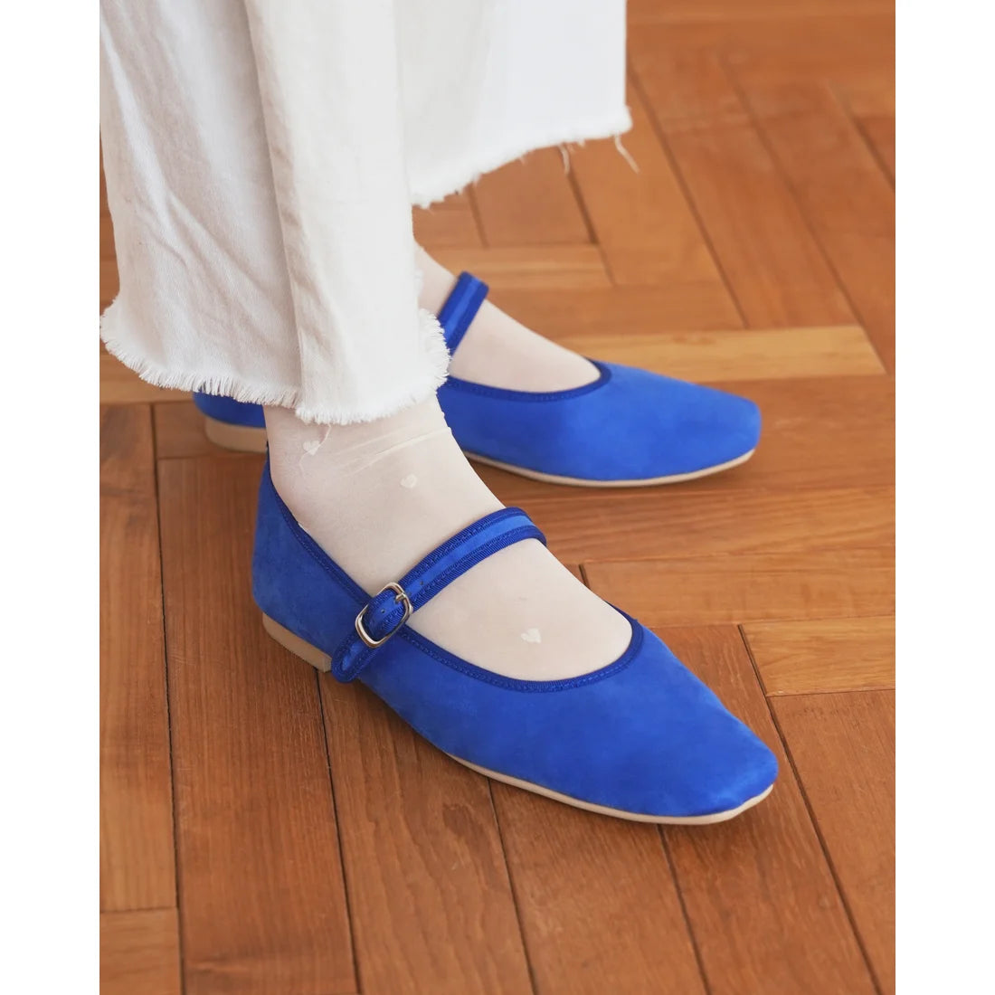 【新品預訂】日本製Emma Francis  防撥水方頭瑪麗珍（藍色絨面）(2001g S120)