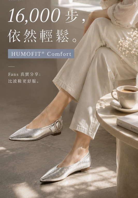 【新品預訂】日本製 Lauf Oletta  [All Weather] 全天候 可踩踭 柔軟大扣環V型平底鞋（LRP139 SILVER）