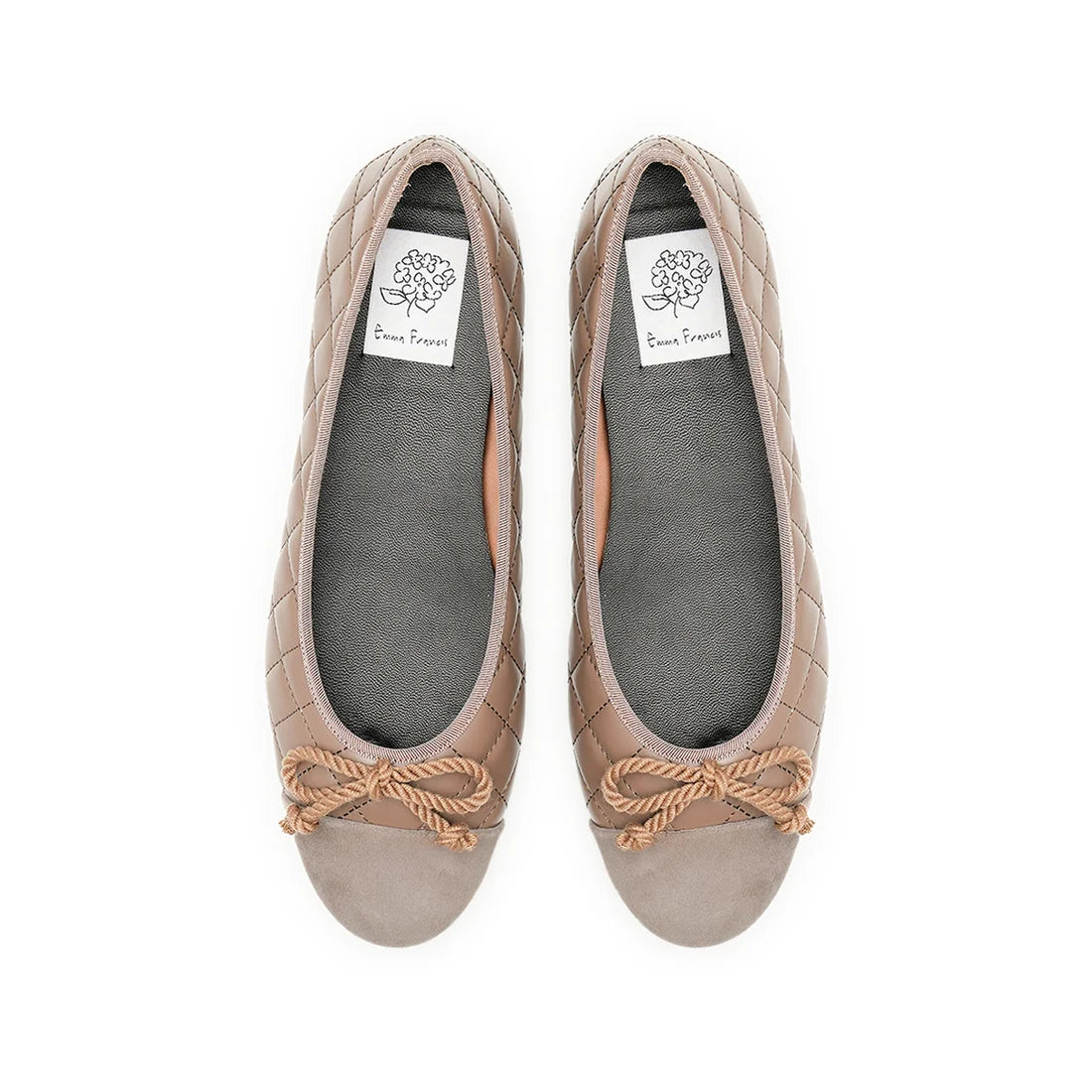 【新品預訂】日本製Emma Francis   絎縫平底芭蕾舞鞋（炭灰色絎縫）(06e-P 155) C/GRY
