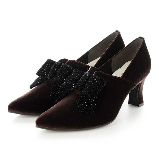 【新品預訂】日本製 Launa Lea 7cm絲絨蝴蝶結短靴(585) (深棕色 / D Brown )