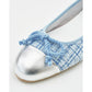 【新品預訂】日本製Emma Francis   粗花呢平底芭蕾舞鞋（淺藍色粗花呢）(06e-TWM 121)