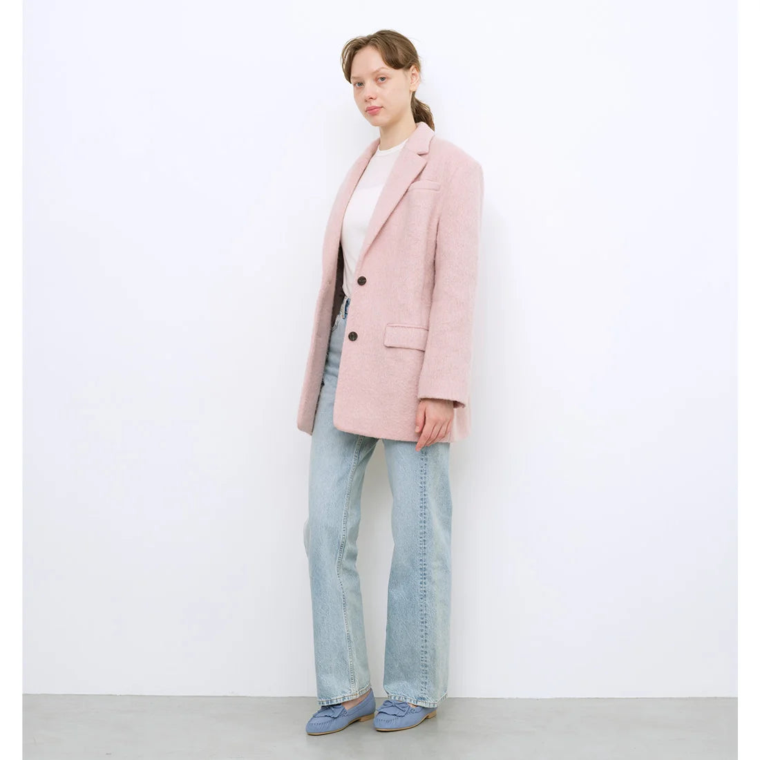 【新品預訂】日本製 Launa lea 蝴蝶結流蘇軟皮鞋（635）(藍灰色/Bluegray-S)