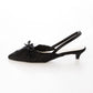 日本製 Launa Lea 4cm跟高褶邊蝴蝶結細肩帶樂福鞋 (606) (黑色 / Black)