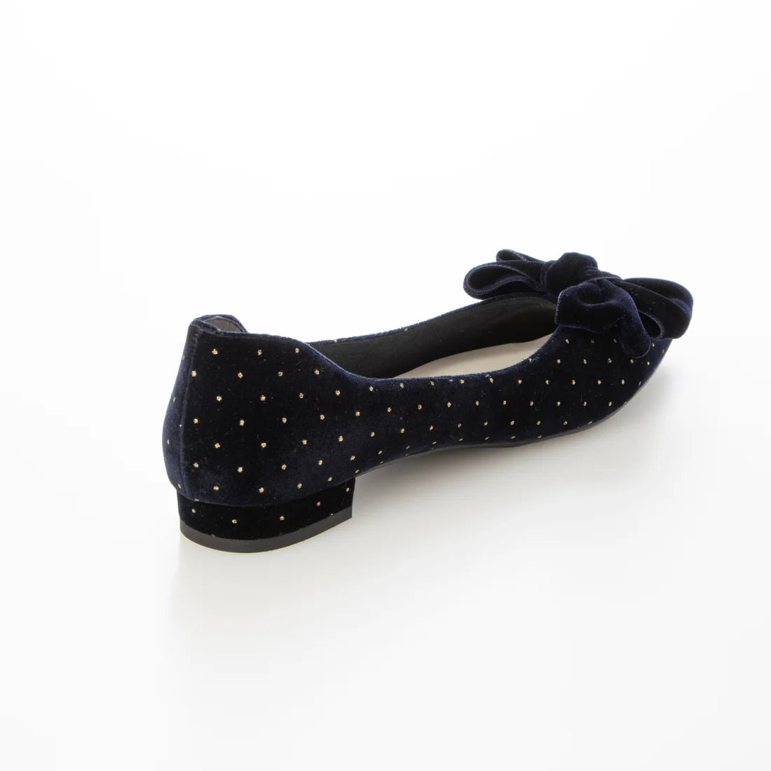 日本製 Launa Lea 絲絨蝴蝶結平底鞋 (460C)(深藍色 Z / Navy Z)