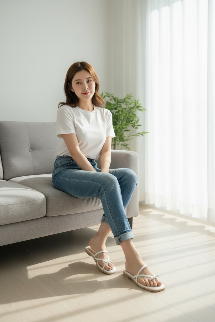 【新品預訂】日本製 Launa Lea 交叉蝴蝶結平底涼鞋(625)(淺杏色/ L Beige Z)