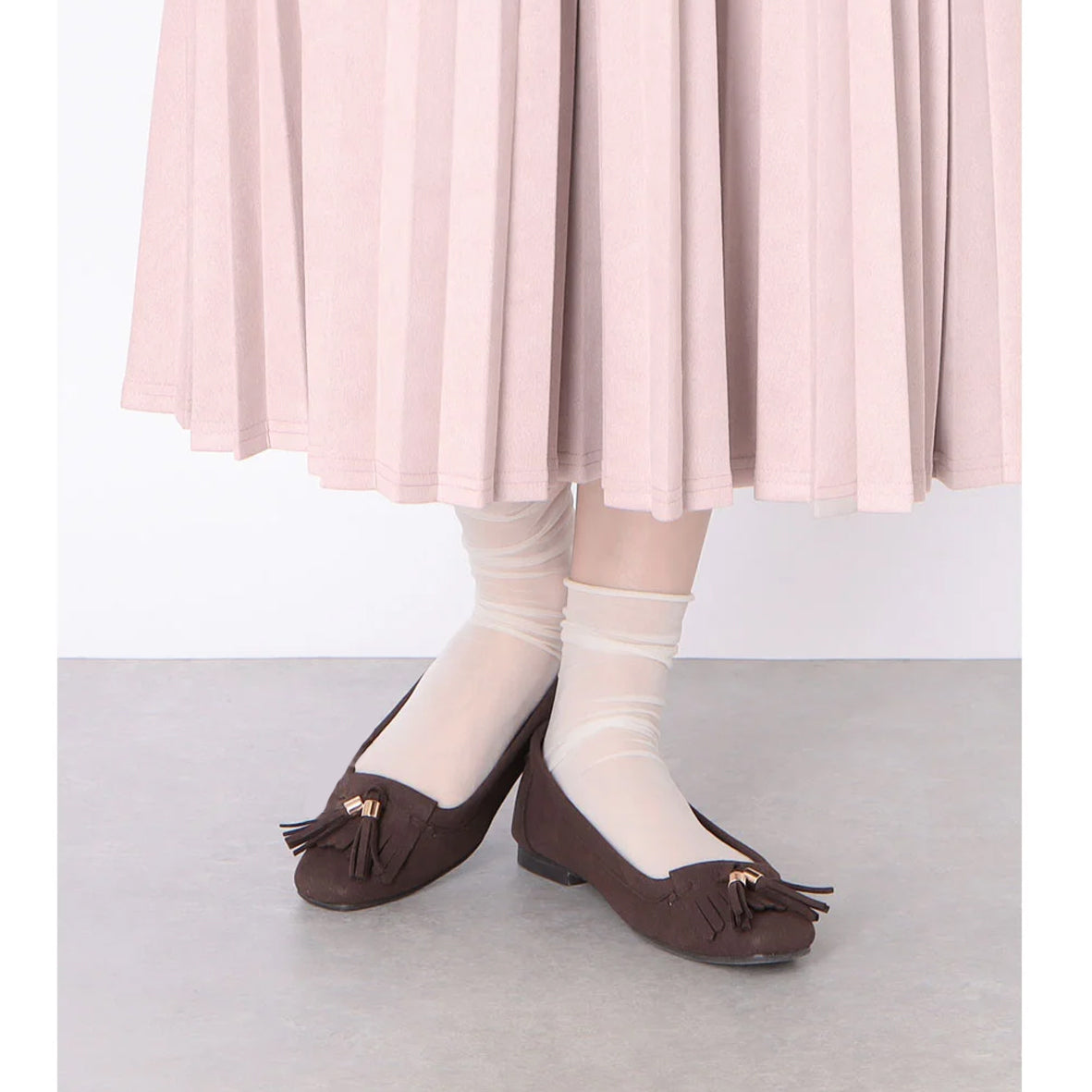 【新品預訂】日本製 Lauf Oletta 鑲邊流蘇設計的氣質平底鞋(LH120 D Brown-S) (深棕色)