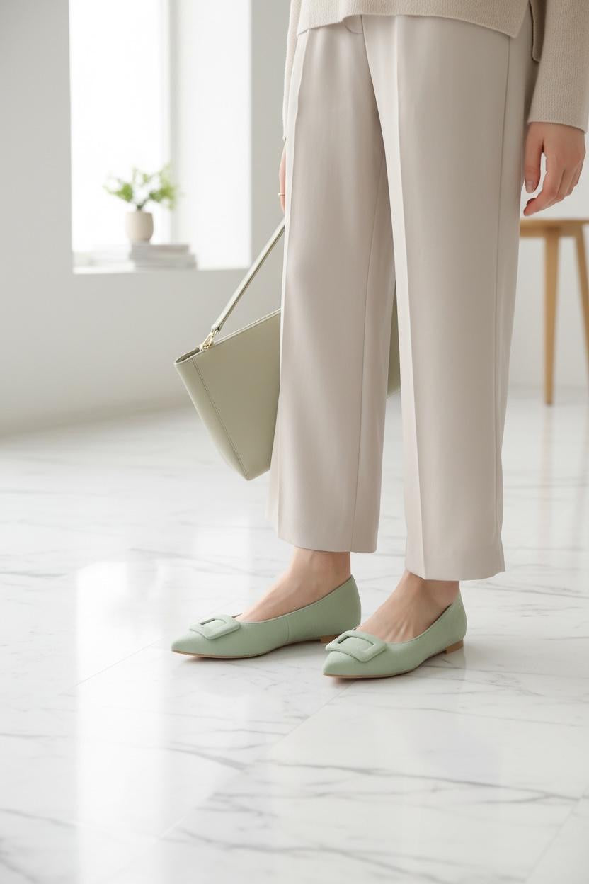 【新品現貨】日本製 Launa lea 扣尖頭高跟鞋 (459A) ( 淺綠 S / L Green S )
