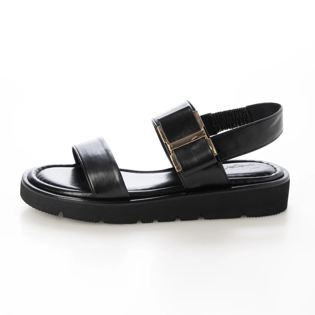 【新品預訂】日本製 Launa Lea 雙皮帶金屬3.5cm厚底涼鞋(630)(黑色 / Black）
