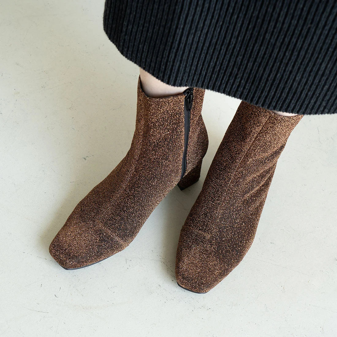 日本製 Launa Lea 6cm閃閃方頭短靴 (582)(棕色Z／Brown Z)