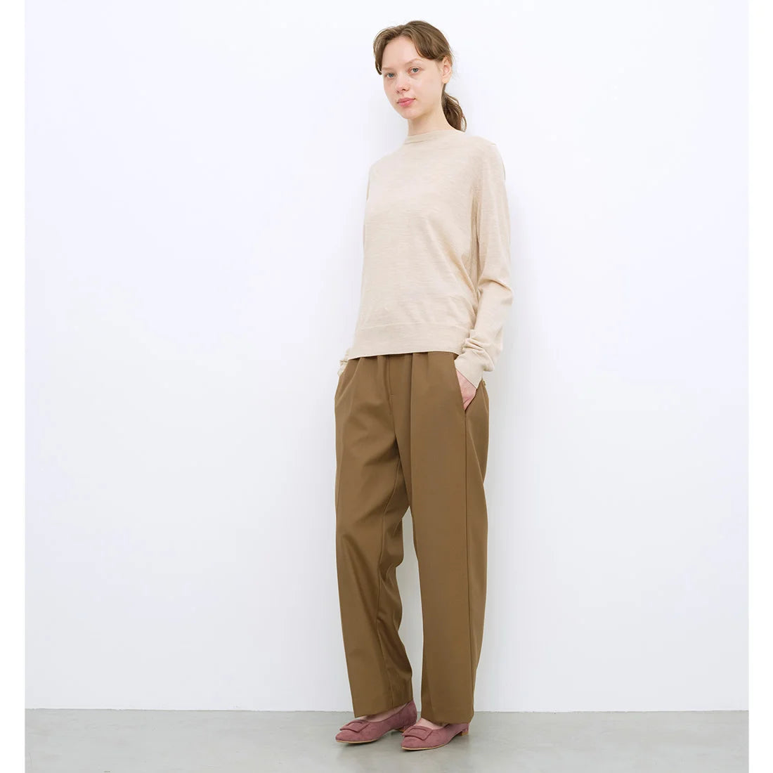 【新品現貨】日本製 Launa lea 扣尖頭平底鞋 (459C) ( 藕粉色 / Mauve-S )