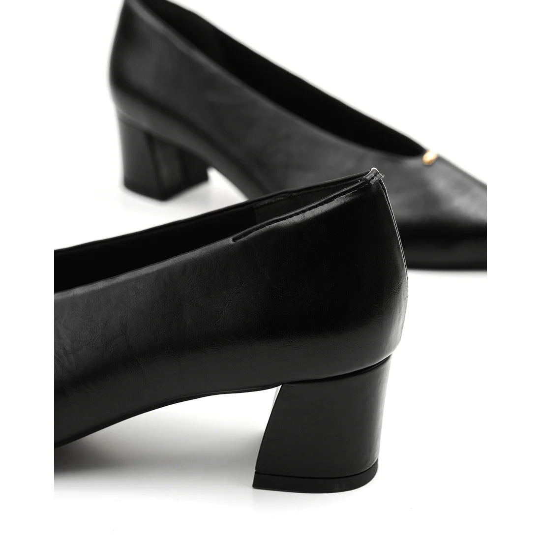 【新品預訂】日本製Emma Francis 4.5cm踭金色小配件柔軟高跟鞋 （黑色光滑）(4502a-P 101)