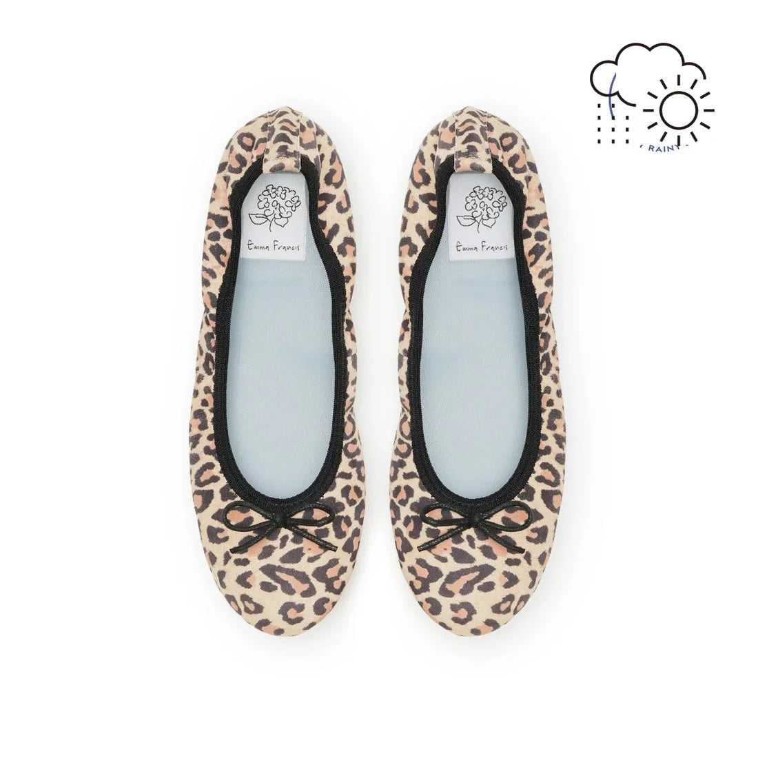 日本製【珍珠色調防水】Emma Francis 真皮 圓頭平底芭蕾舞鞋(02b-L S328)(Leopard pattern leather suede)（レオパード柄 レザースエード）