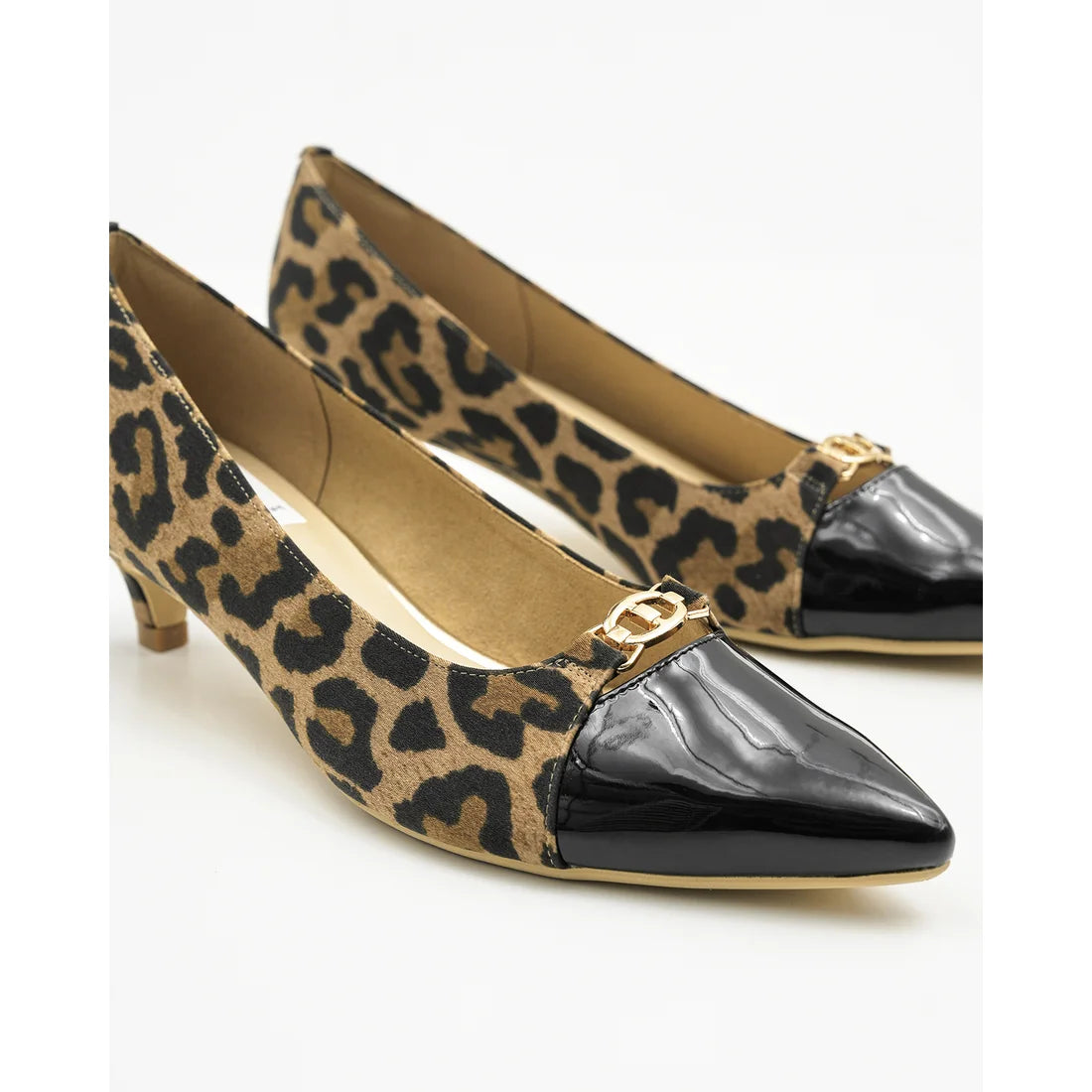 【新品預訂】日本製Emma Francis 4cm跟 前馬銜扣高跟鞋 (豹紋緞面) (4003a ST328)