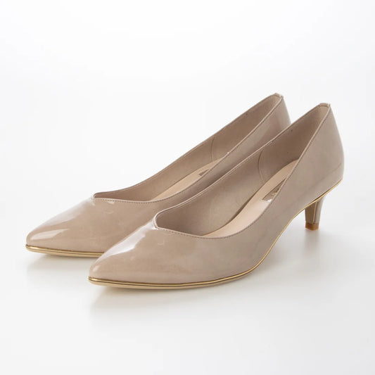 【新品預訂】日本製 Launa Lea Rich 5cm Gold Line高跟鞋 (80009F) (米灰色E / Greige E)