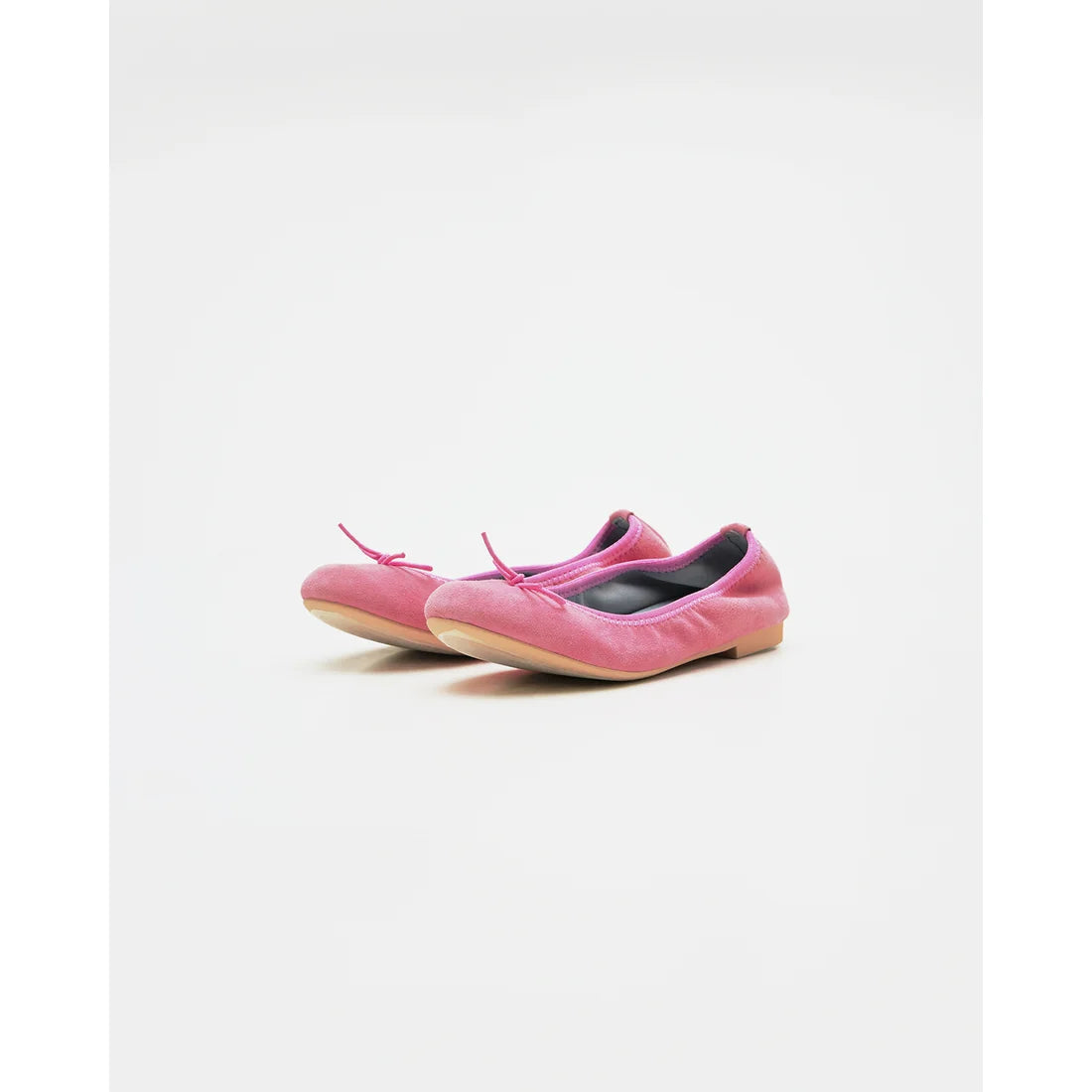 日本製【珍珠色調防水】Emma Francis 真皮 圓頭平底芭蕾舞鞋(02b-L S143)(Dark pink leather suede)（ダークピンク レザースエード）