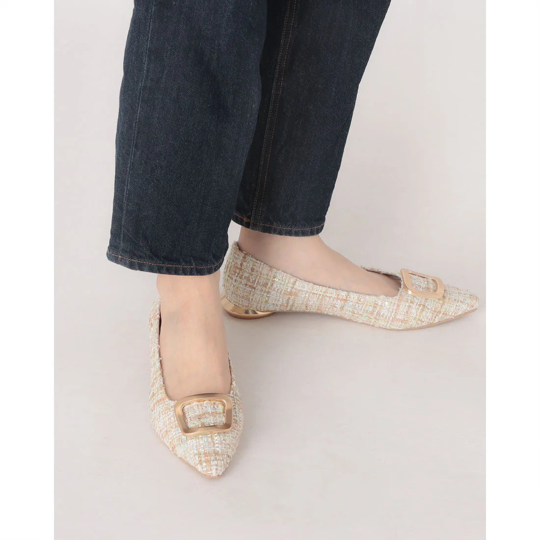 【新品現貨】日本製 Launa lea 金色方扣平底鞋 (576) (薄荷Z/C / Mint Z/C )