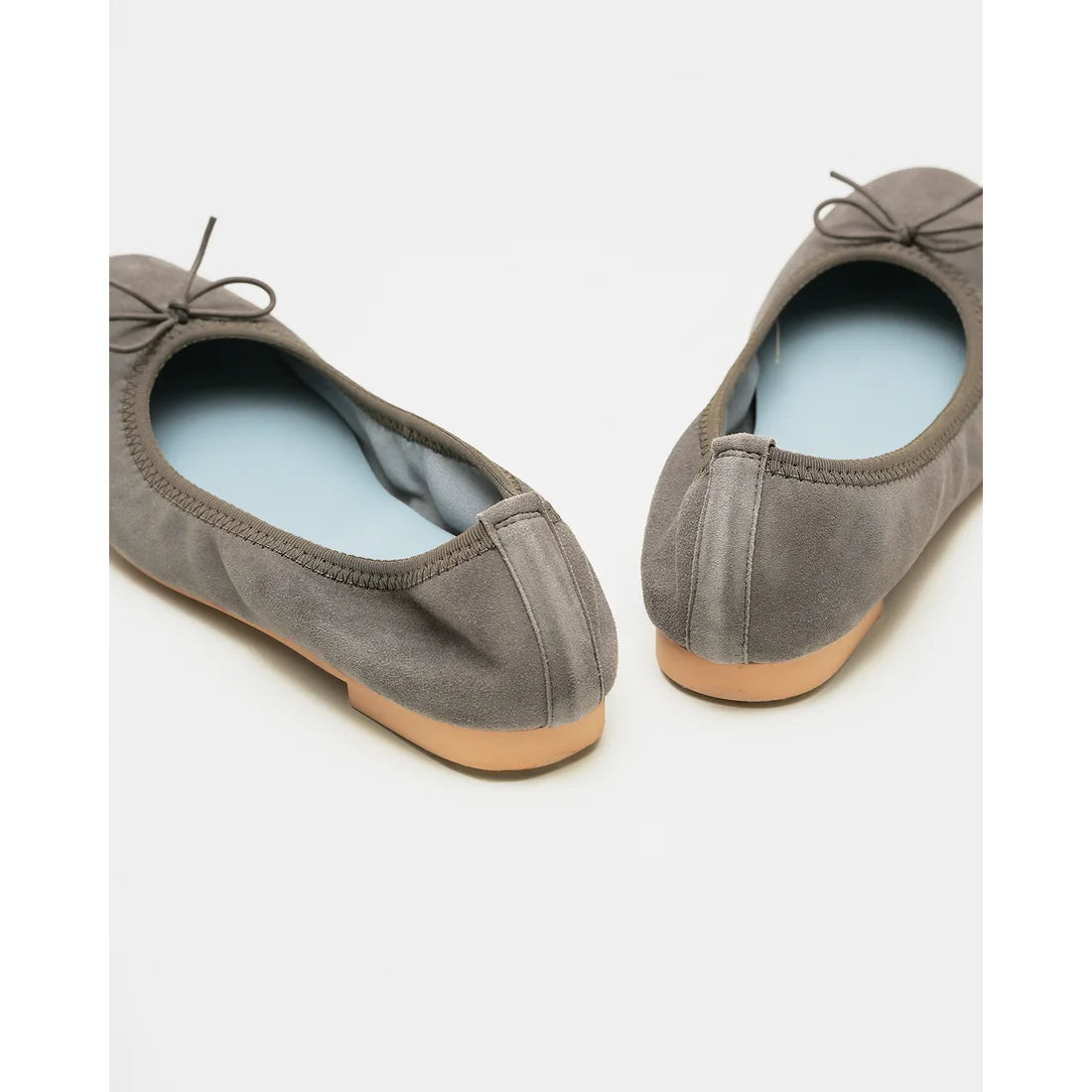 日本製【珍珠色調防水】Emma Francis 真皮 圓頭平底芭蕾舞鞋(02b-L S154)(Dark gray leather suede)（ダークグレー レザースエード）