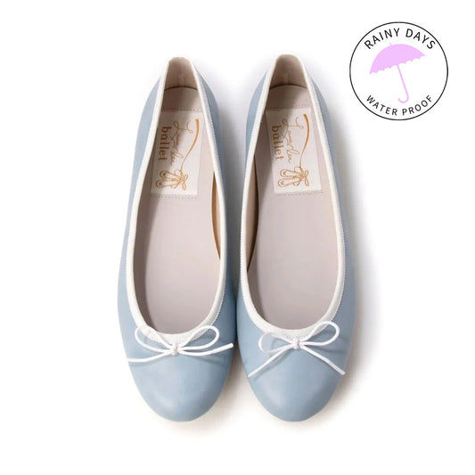 日本製 Launa lea 蝴蝶結圓頭啞面芭蕾晴雨鞋( RB1001A ) (淺藍色/ L Blue/C)