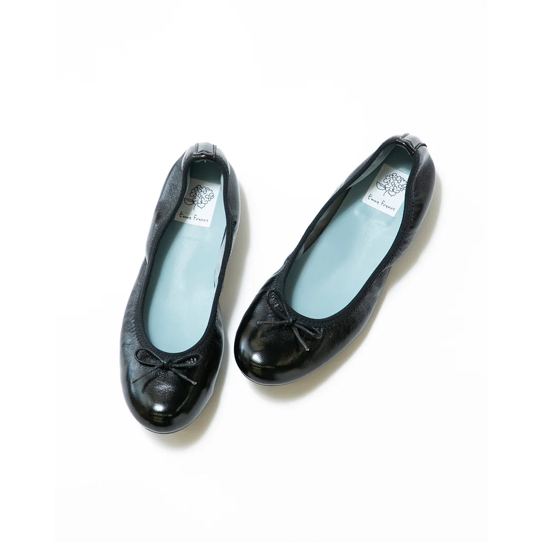 日本製【珍珠色調防水】Emma Francis 真皮 圓頭平底芭蕾舞鞋(02b-L M101)(Black Leather Mylar)（ブラック レザーマイラー）