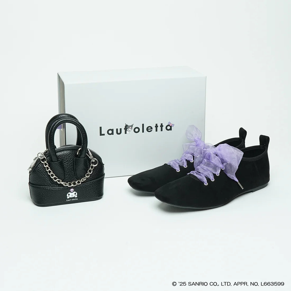 【限定品預訂】售完即止【KUROMI × Lauf oletta 特別聯名】日本製 柔軟繫帶芭蕾鞋 (LH106 Black-S) (黑色)