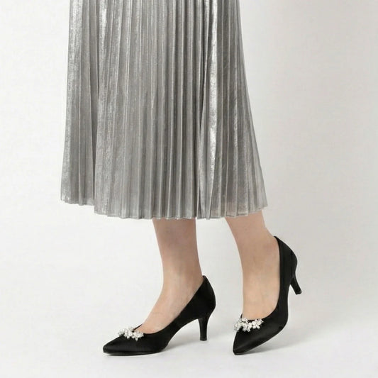 【新品預訂】日本製 Launa Lea 7cm踭珍珠水鑽高跟鞋 (619)( 黑色 Z/ Black Z)