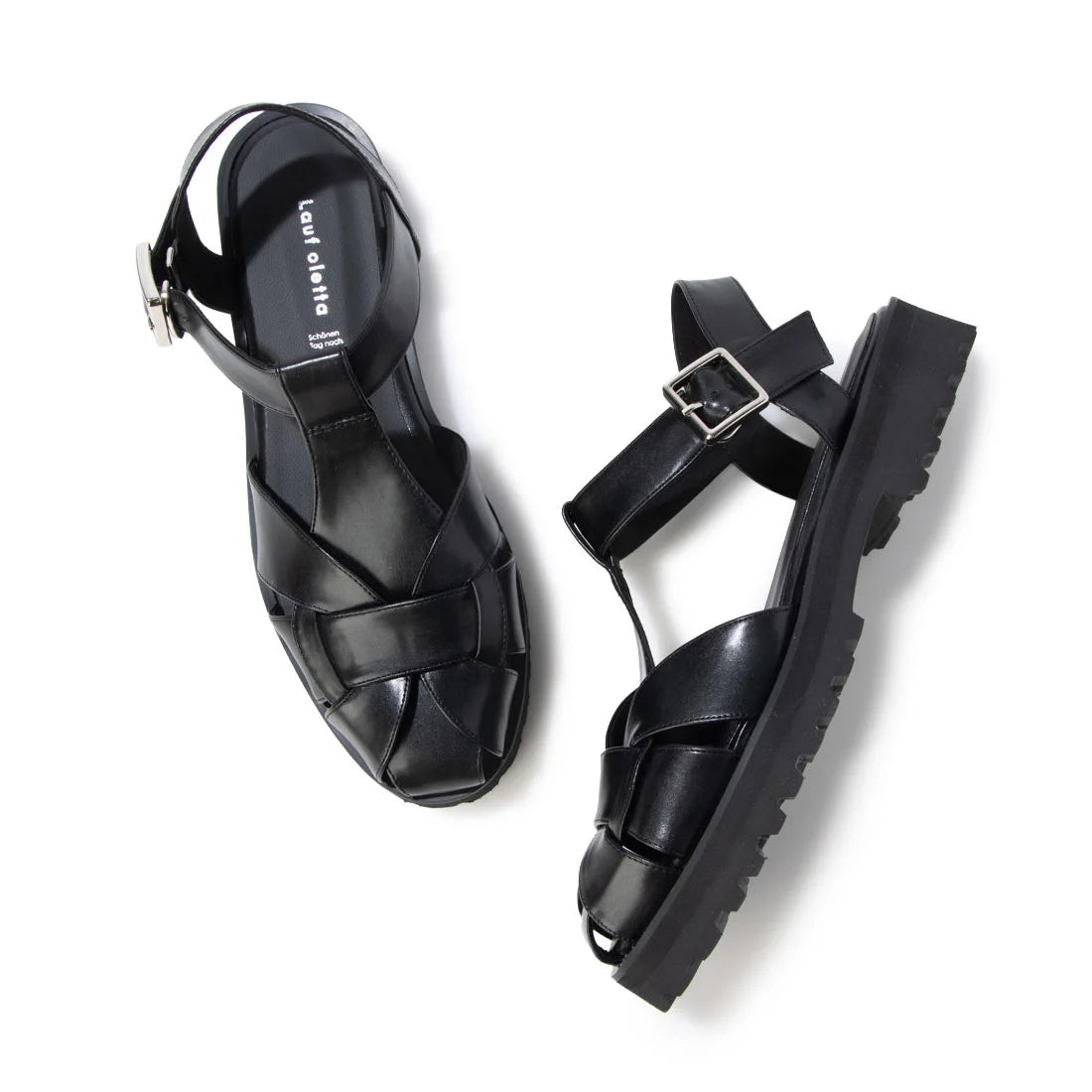 【新品預訂】日本製 Lauf Oletta T型帶3cm厚底涼鞋 (LP148 Black)(黑色)