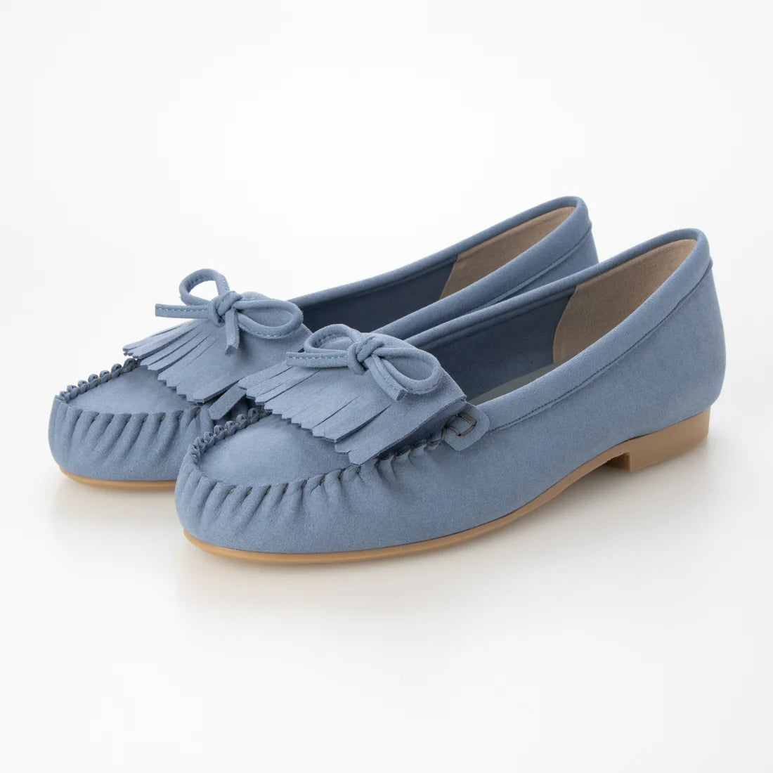 【新品預訂】日本製 Launa lea 蝴蝶結流蘇軟皮鞋（635）(藍灰色/Bluegray-S)