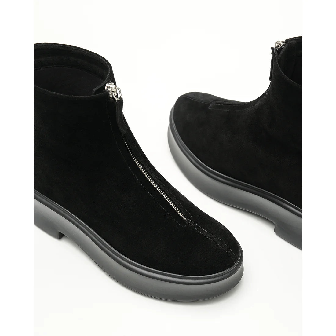 【新品預訂】日本製Emma Francis ［雨天應對］防水厚底前拉鍊靴子（黑色 絲絨皮革）(9013a-L V101)