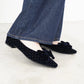 日本製 Launa Lea 絲絨蝴蝶結平底鞋 (460C)(深藍色 Z / Navy Z)