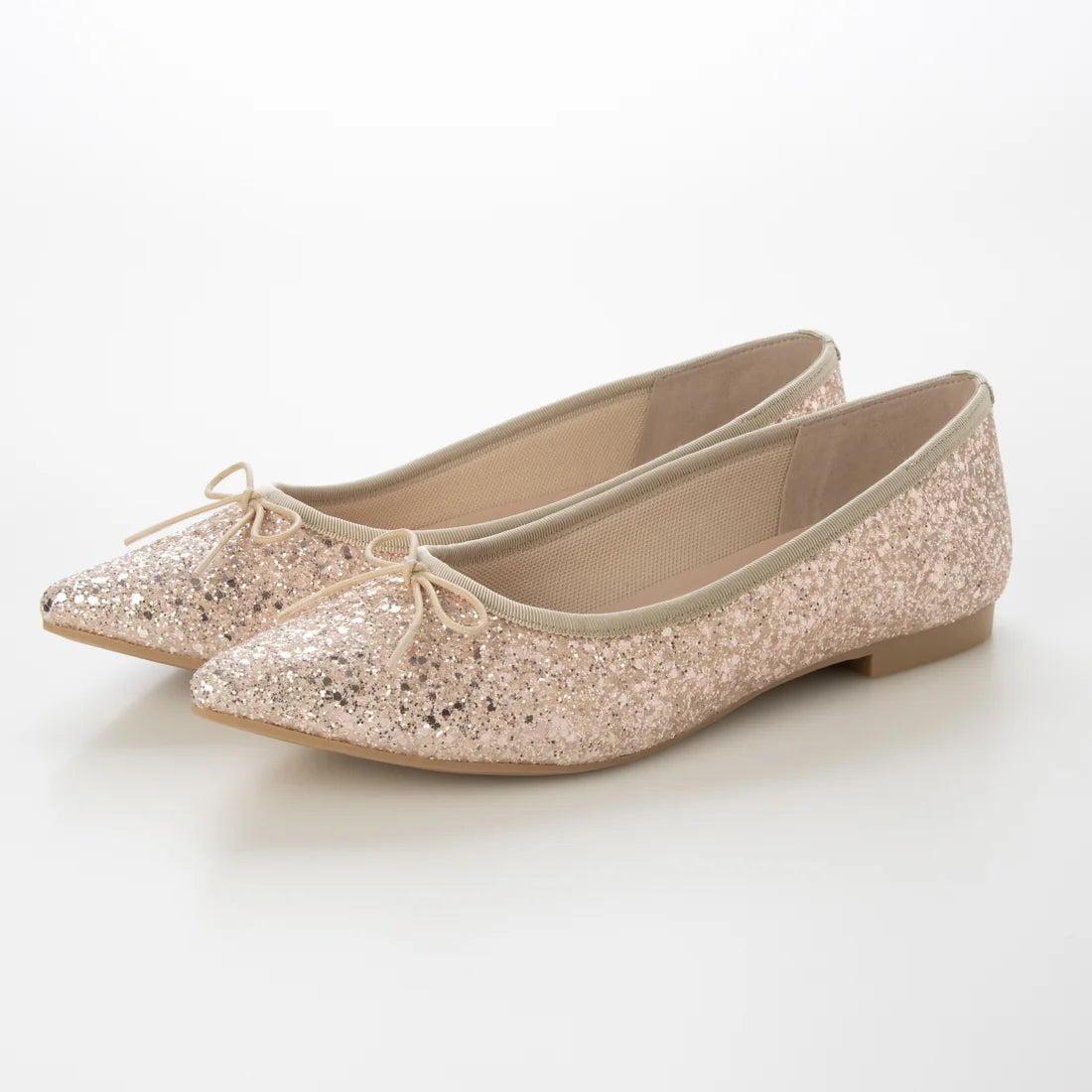 【新品預訂】日本製 Launa lea 閃耀亮片尖頭芭蕾鞋 ( B4601A ) (粉杏色 Z / PK Beige Z )