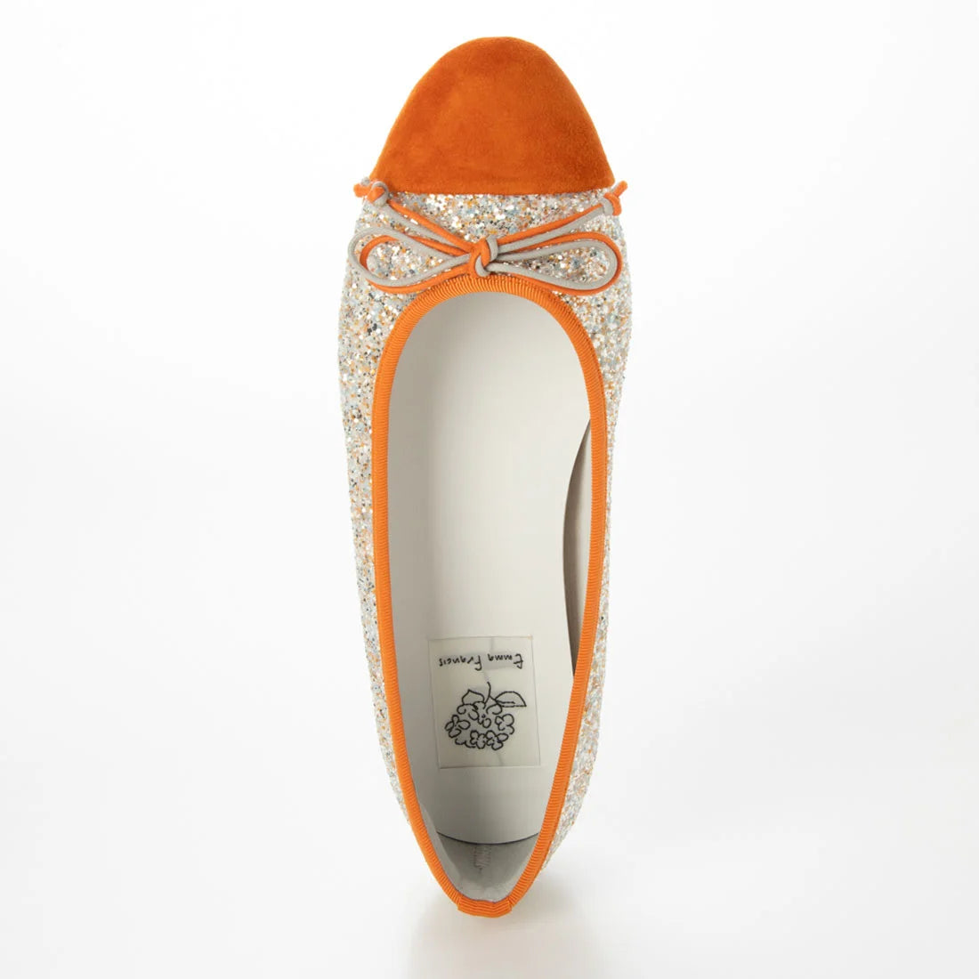【新品預訂】日本製Emma Francis   蝴蝶結閃光平底芭蕾舞鞋（橙色閃光）(06e-G 129)
