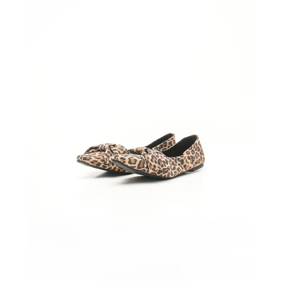 【新品預訂】日本製Emma Francis 天鵝絨大蝴蝶結褶皺平底鞋（豹紋）( 08g S325) Leopard