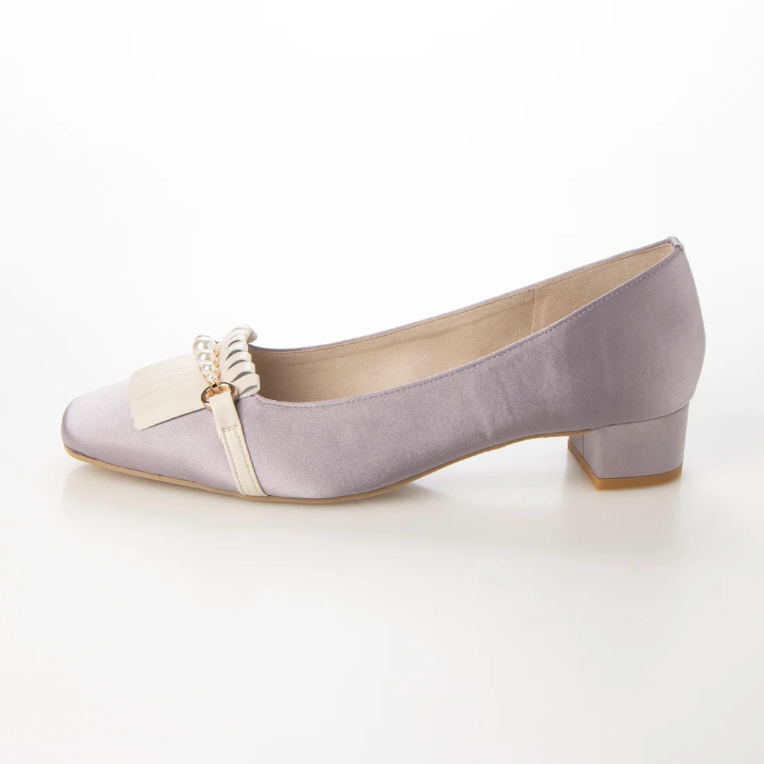 日本製 Launa lea 方頭珍珠流蘇低跟鞋 (0503) Lavender Z