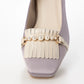 日本製 Launa lea 方頭珍珠流蘇低跟鞋 (0503) Lavender Z