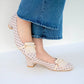 日本製 Launa lea 方頭珍珠流蘇低跟鞋 (0503) Pink Beige Z