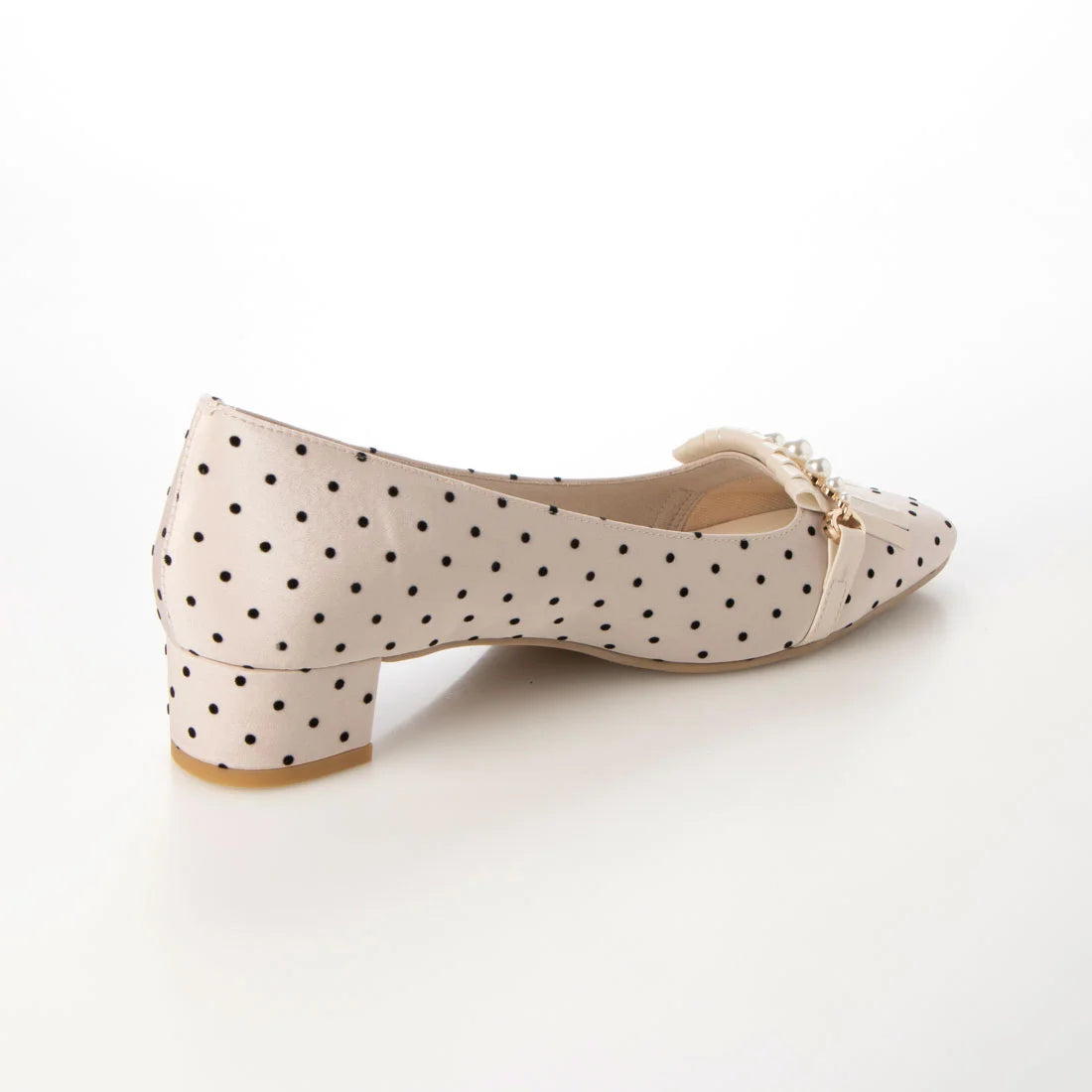 日本製 Launa lea 方頭珍珠流蘇低跟鞋 (0503) Pink Beige Z