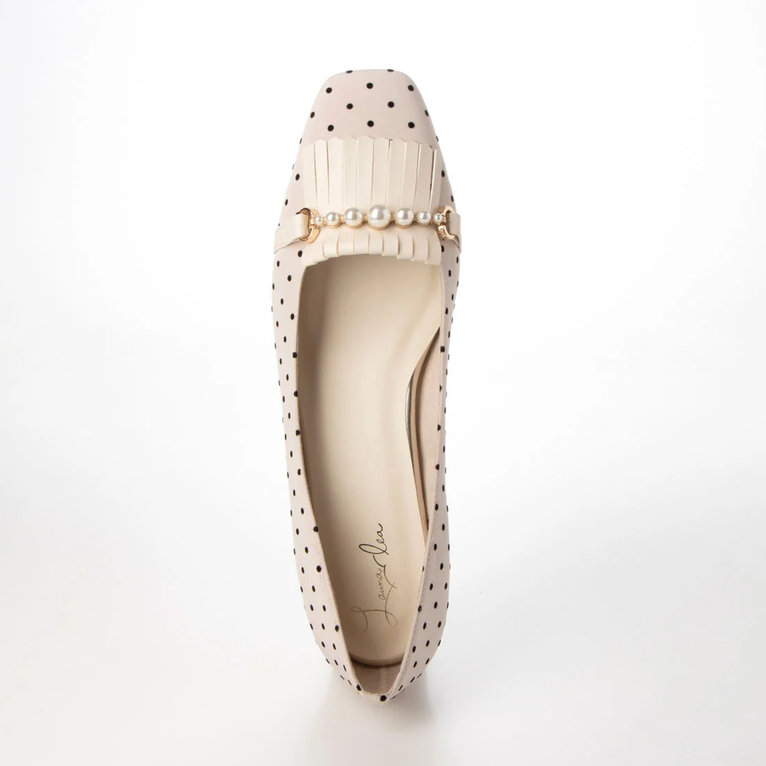 日本製 Launa lea 方頭珍珠流蘇低跟鞋 (0503) Pink Beige Z