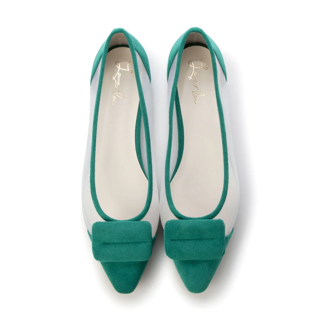 日本製 Launa Lea 輕紗立體方扣尖頭鞋 (0505) Green S