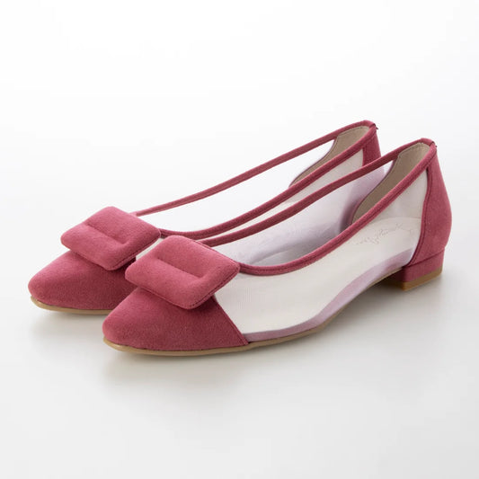 日本製 Launa Lea 輕紗立體方扣尖頭鞋 (0505) Pink S