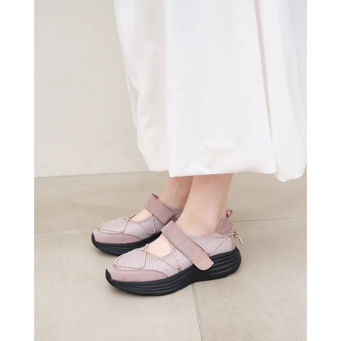 【新品預訂】日本 Lauf Oletta 輕盈 4cm厚底網面瑪莉珍運動鞋 (L150 Pink-Z)(粉色)