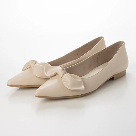 日本製 Launa Lea 尖頭絲帶平底鞋 (0509) Ivory