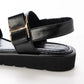 【新品預訂】日本製 Launa Lea 雙皮帶金屬3.5cm厚底涼鞋(630)(黑色 / Black）