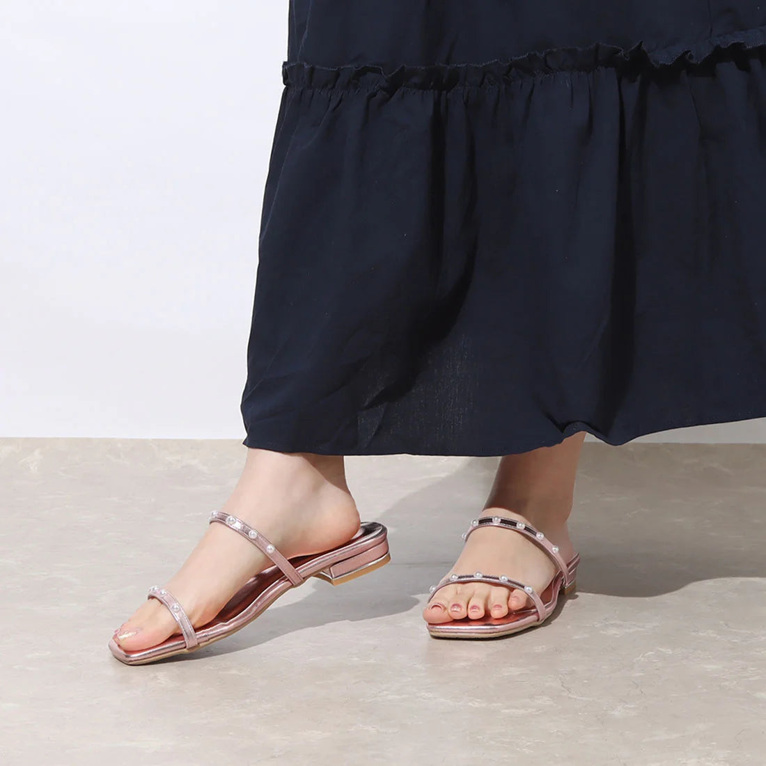 日本製 Launa Lea 珍珠雙帶涼鞋 (0518) Black