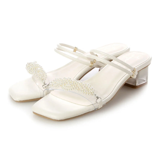 日本製 Launa Lea 2way 珍珠細帶涼鞋 (0519) Ivory